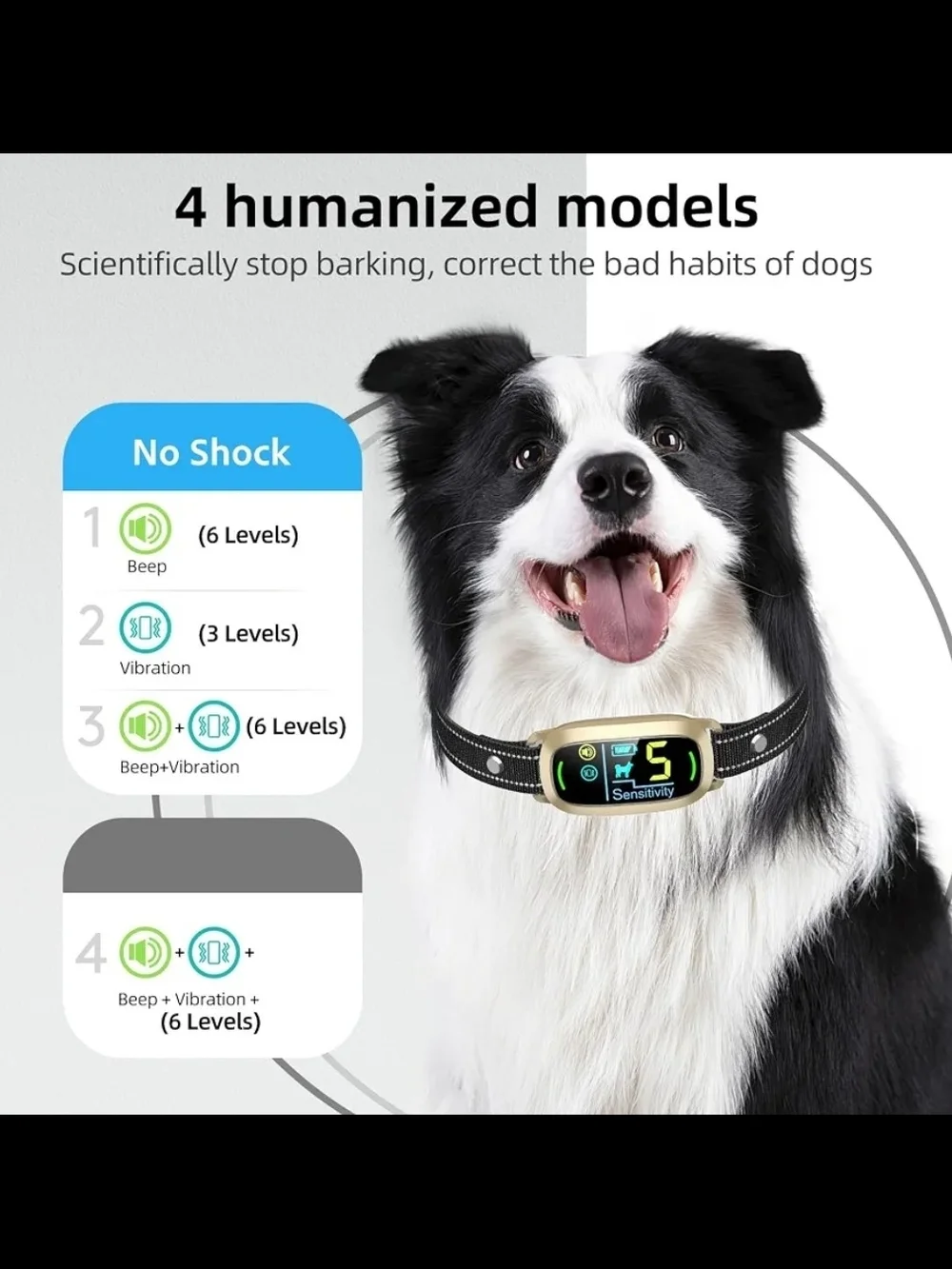 FAFAFROG Rechargeable Smart Dog Bark Training Collar with 5 Sensitivity Levels